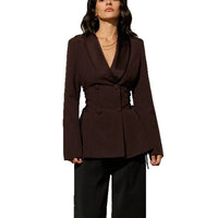 Women's Dark Brown Slim Fit Blazer - image 5