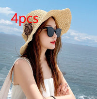Lace Trim Straw Sun Hat - image 5