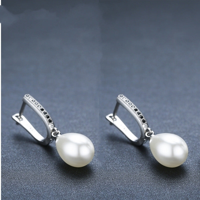 Pearl Drop Huggie Earrings - image 5