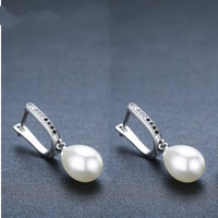 Pearl Drop Huggie Earrings - image 5