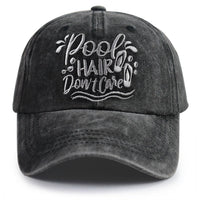Pool Hair Don't Care Vintage Washed Baseball Cap For Women, Funny Pool Beach Vacation Adjustable Hat - image 6