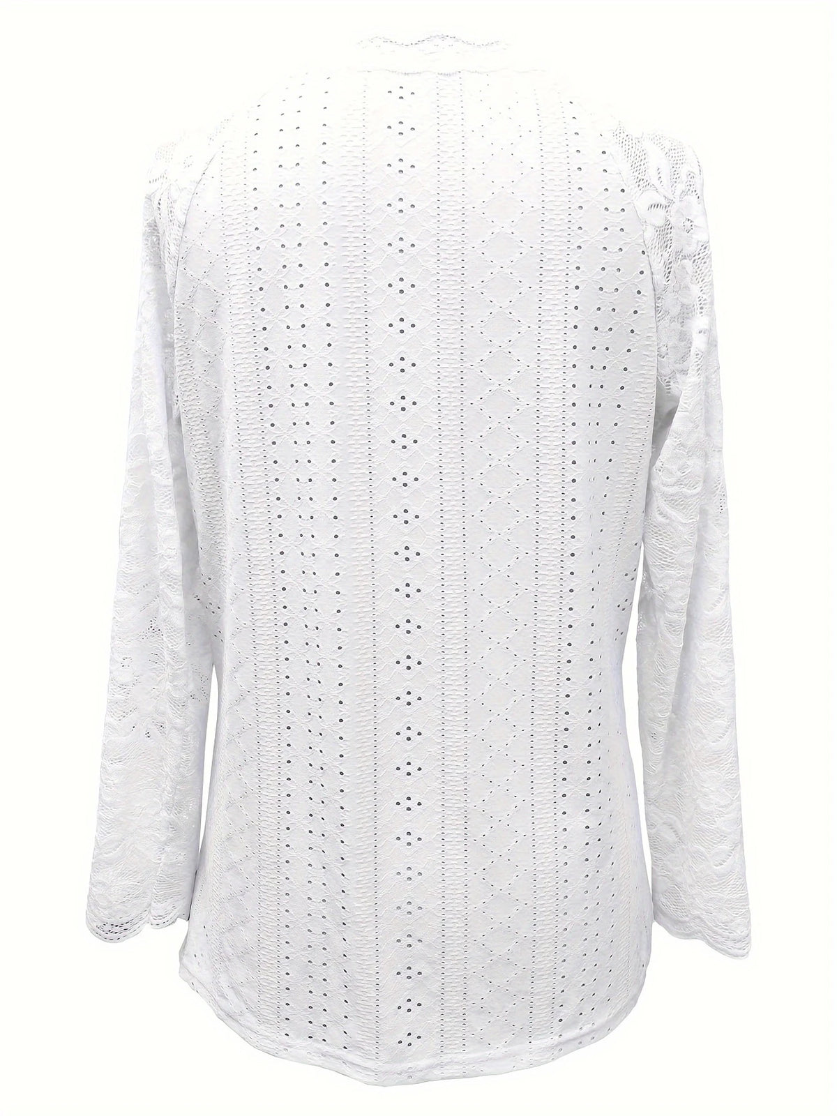Contrast Lace V-neck Eyelet T-Shirt - image 5