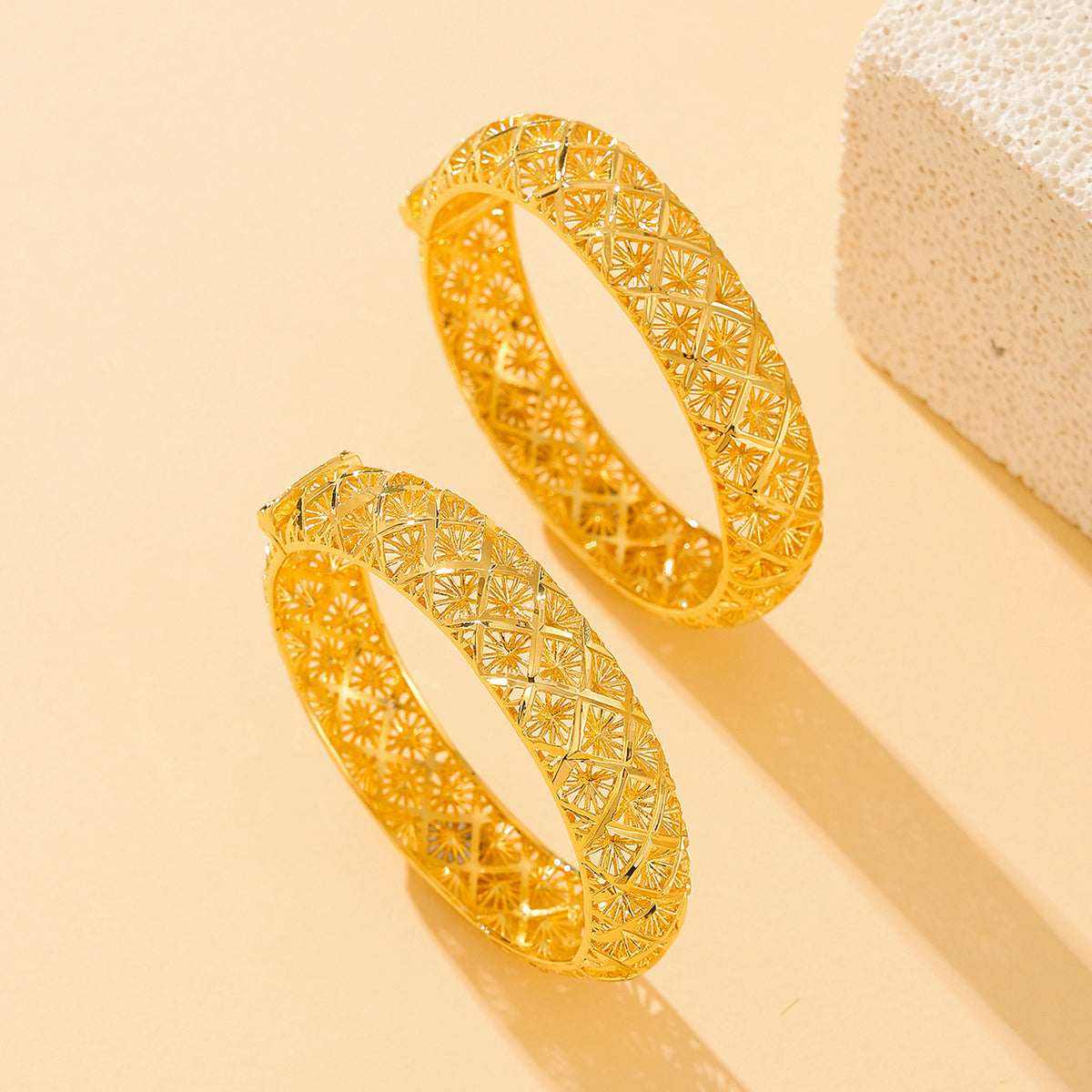 18K Gold Four Leaf Clover Cuff Bracelet - image 4