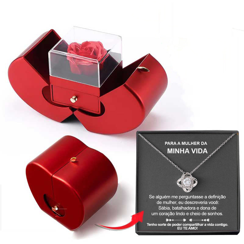 Caja de regalo para joyería de rosa de manzana roja - image 9