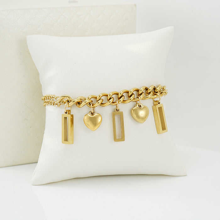 18K Gold Heart Bar Bracelet
