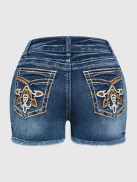 Shorts de mezclilla bordados de tiro alto - image 2
