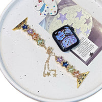 Colorful Rhinestone Star Chain Watch Band - image 5