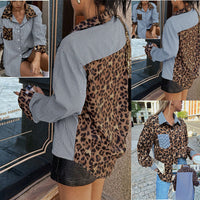 Camisa con botones combinada de leopardo y rayas - image 1