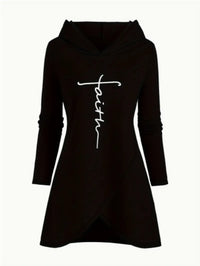 Women's Casual Letter Print Hoodie With Cross-Front Design - image 1