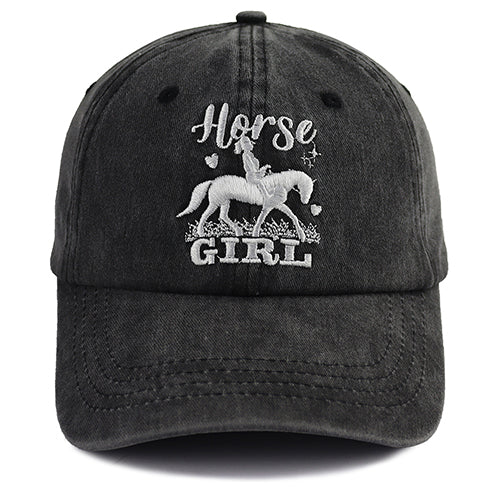 Horse Girl Vintage Washed Baseball Cap