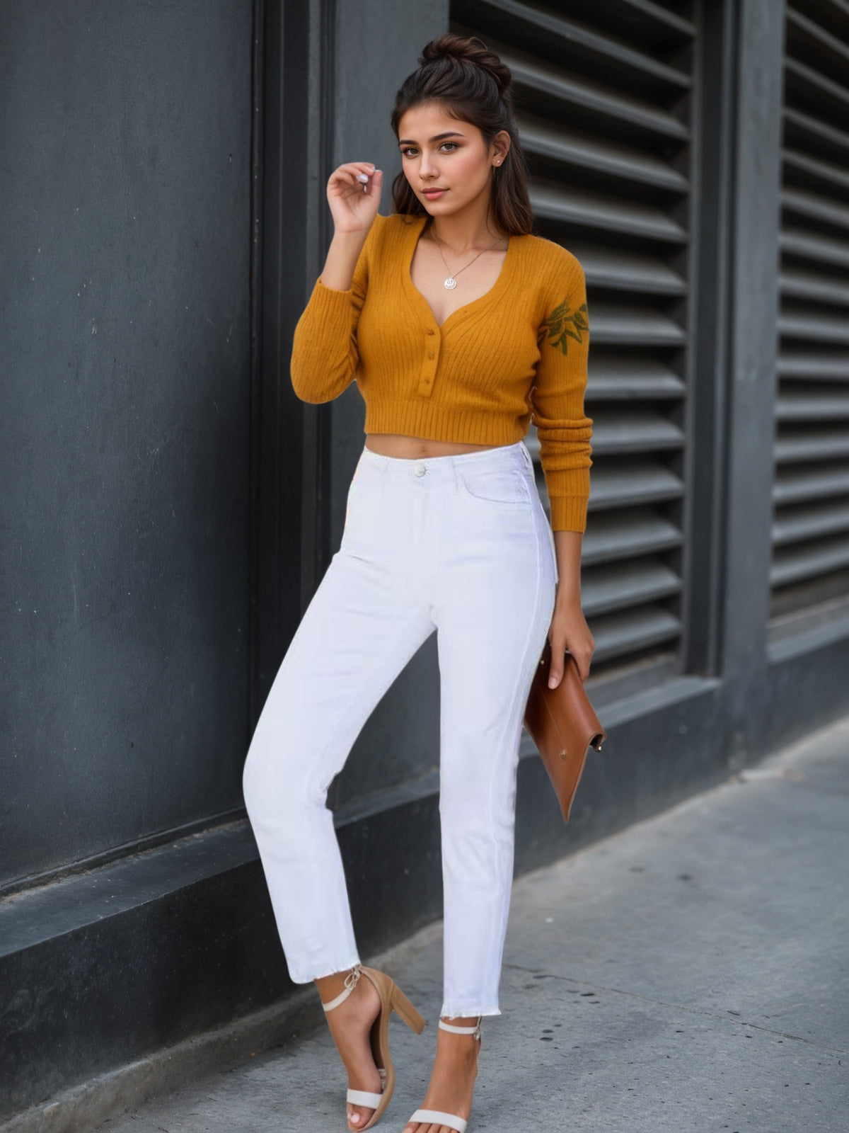 Women's White Fringe Hem Slim Fit Jeans - image 5