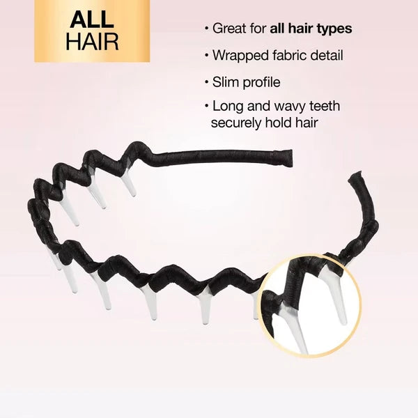 Fabric Covered Zig Zag Headband - Black - image 3
