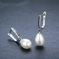 Pearl Drop Huggie Earrings - image 1