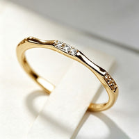Ultra-Thin Bamboo Rhinestone Ring - image 1