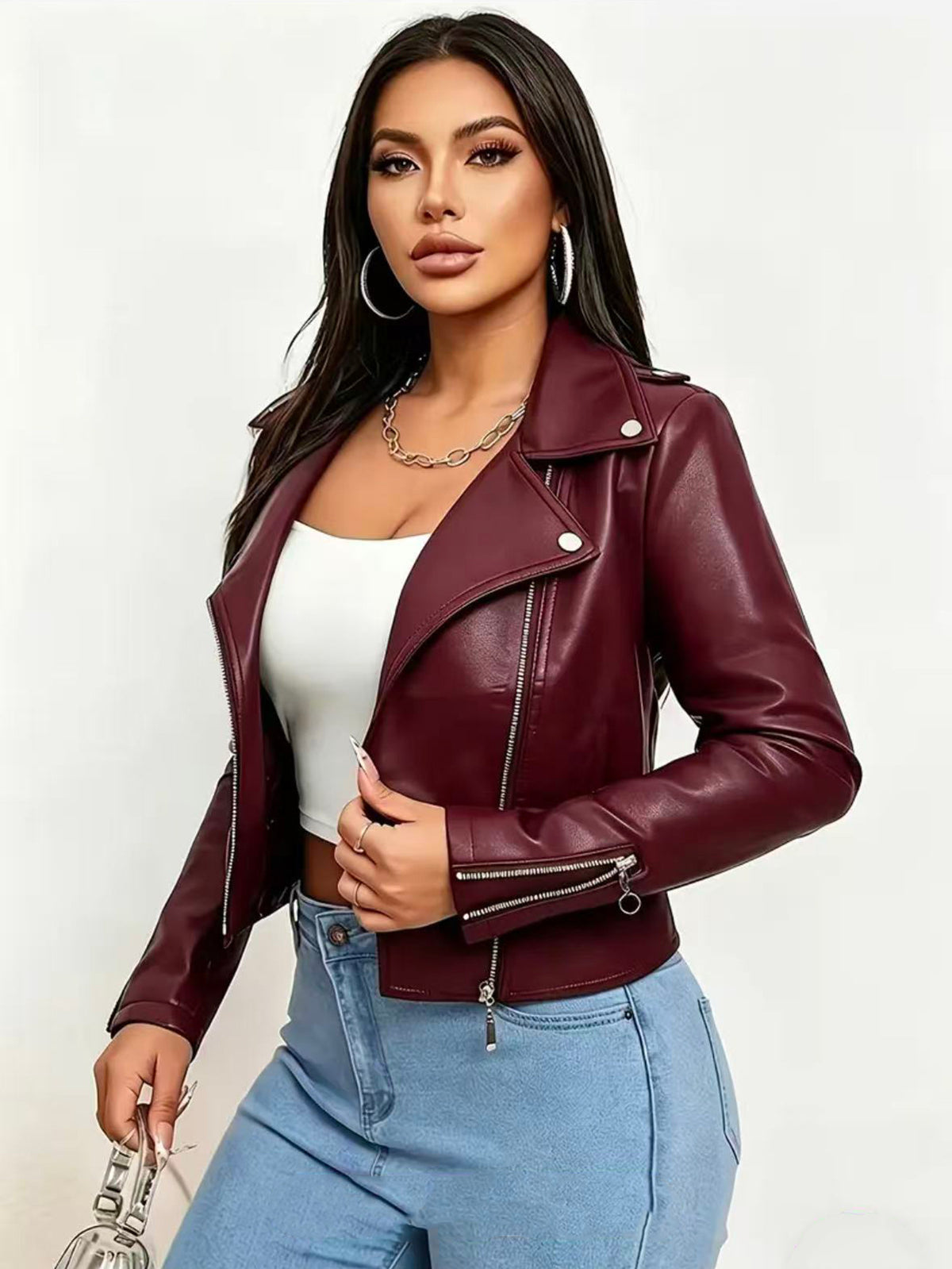 Women's Short Faux Leather Jacket - image 2