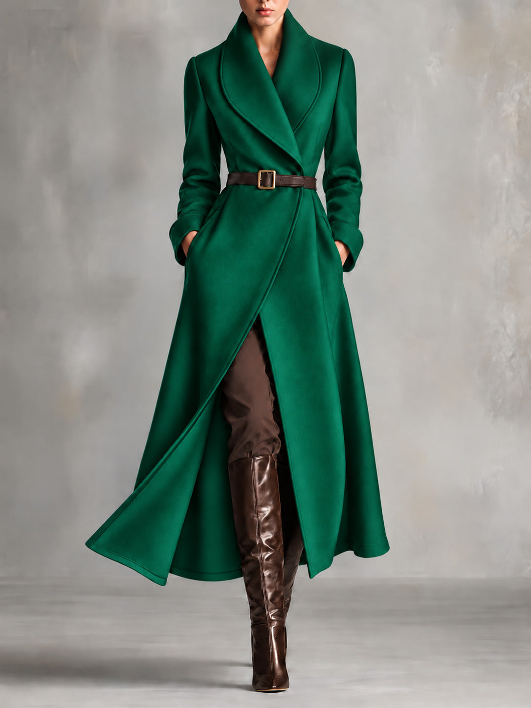 Women's Long Wrap Cape Collar Coat - image 9