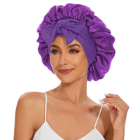 Satin Sleep Bonnet With Bow Knot, Elastic Wide Band Night Cap, Silk Like Satin Hair Bonnet For Women - image 3