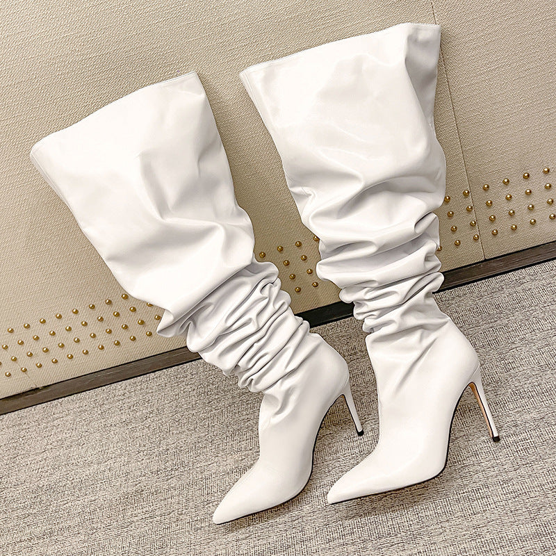 Pointed Toe Stiletto Slouchy Over-the-Knee Boots - image 4
