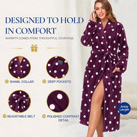 Women's Plush Fleece Long Bathrobe with Shawl Collar, Belt and Pockets, Warm Ankle Length Robe - image 1