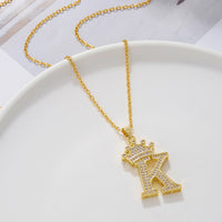 Crown Initial Pendant Necklace - image 9