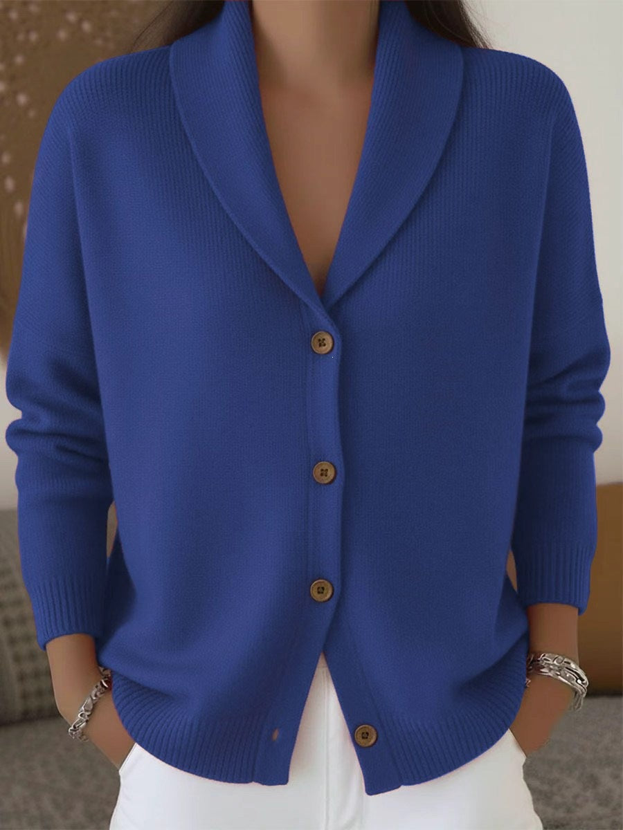 Women's Loose Knit Notch Lapel Long Sleeve Cardigan - image 12
