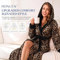 RONGTAI Women's Plush Hooded Robe Bathrobe-Fast Warmth For Home - image 1