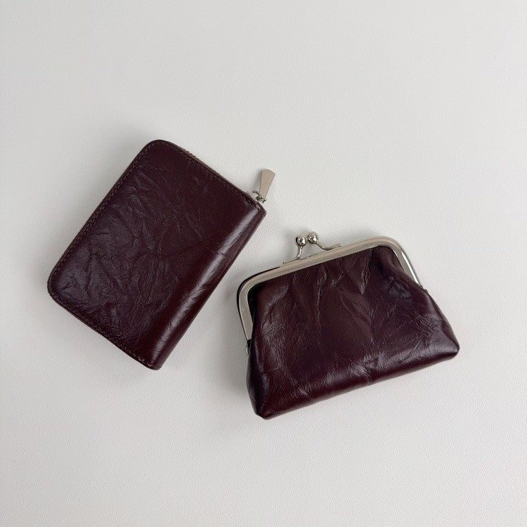 Retro Pleated Leather Coin Purse - image 3