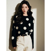 Black Polka Dot Loose Soft Knit Sweater - image 4