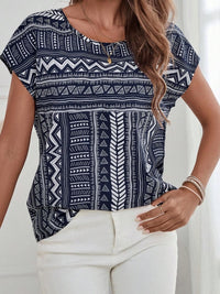 Women's Casual Geometric Print Batwing Sleeve Blouse - image 2