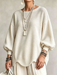 Lantern Sleeve Top with Wavy Hem - image 8
