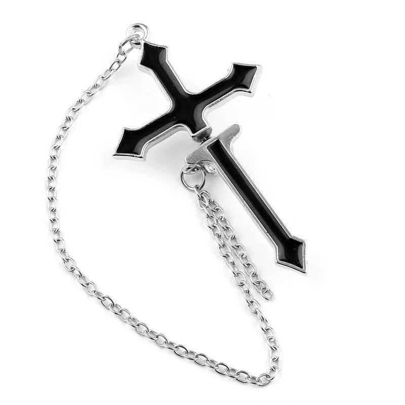 Enamel Cross Chain Earrings - image 4