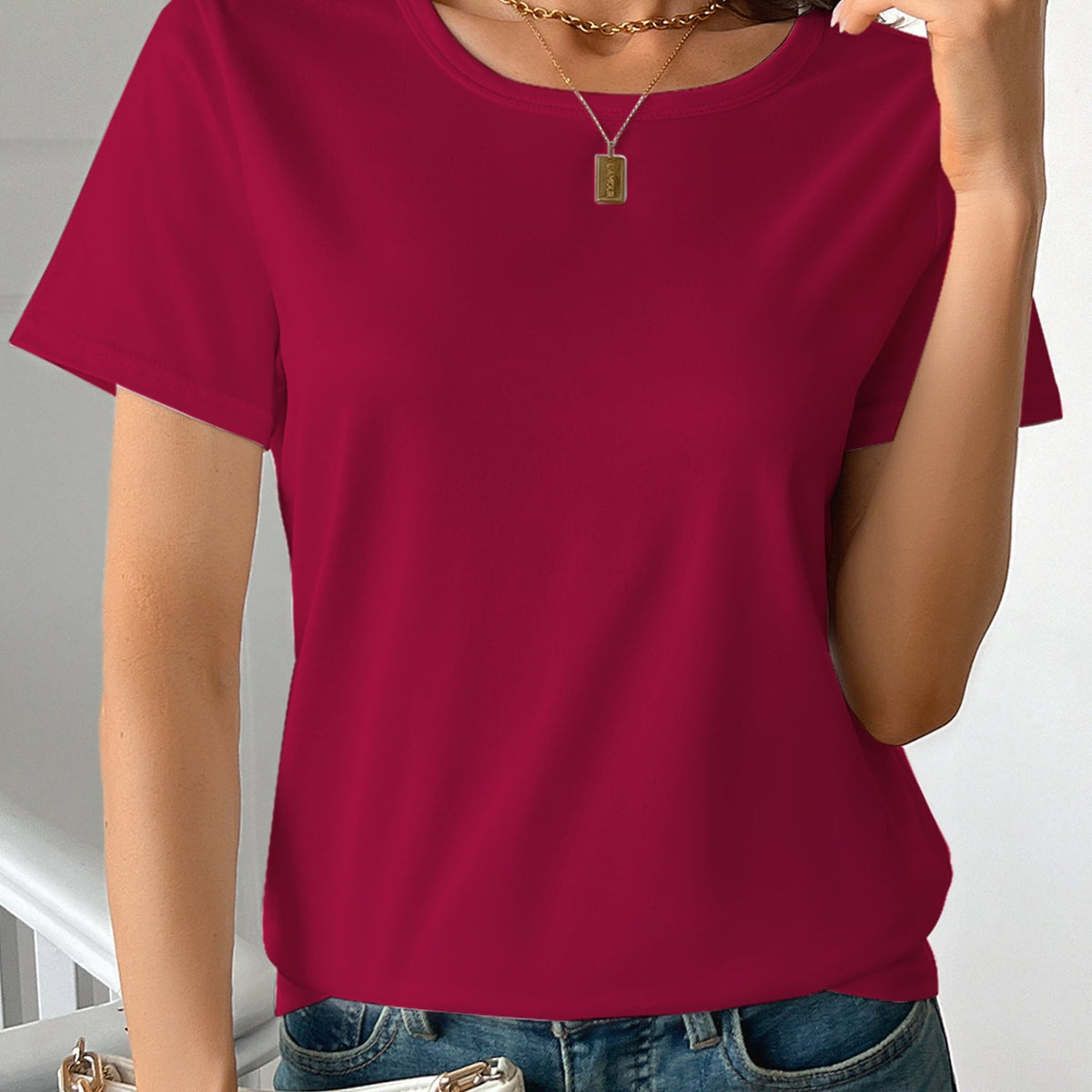 Casual Women's Round Neck Short Sleeve Sports Pure Cotton T-shirt - image 10