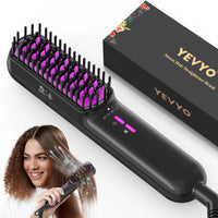 Hair Straightener Brush, Ionic Plus Steam Straightening Brush For Smooth, Anti-frizz Hair, Anti-Scald Ceramic Straightening Comb, Heated Straightener Brush Flat Iron Fast Heating For Home Salon - image 1