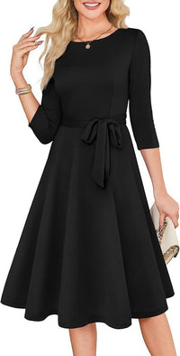 Elegant Round Neck Knit Dress - image 7