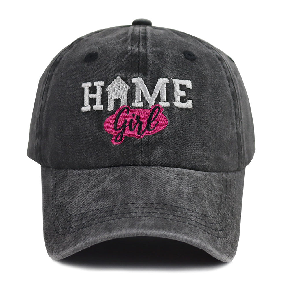 HOME Girl Embroidered Vintage Washed Baseball Cap