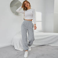 Simple Straight Casual Pants High Top Sports Fleece-lined Trousers - image 6