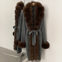Long Knit Faux Fur Coat - image 3