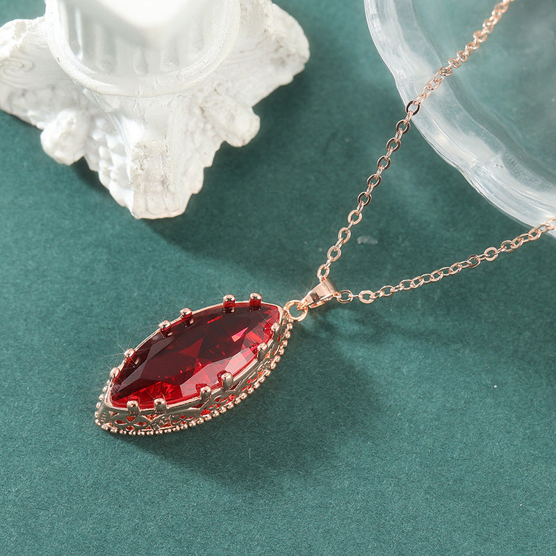Red Marquise Crystal Pendant Necklace - image 3