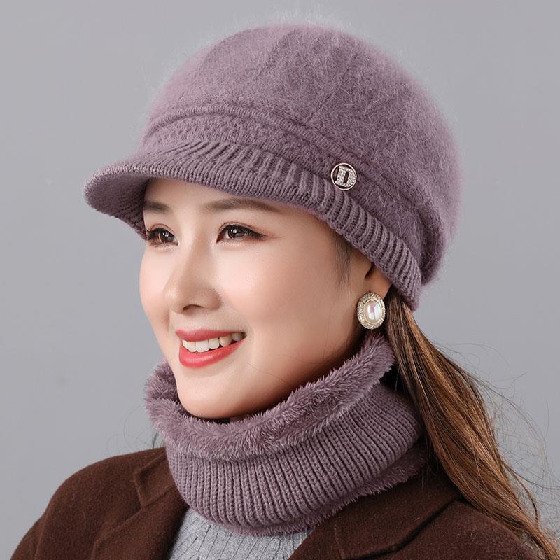 Rabbit Fur Knitted Woolen Cap Women's Autumn Versatile Winter Warm Beanie Hat - image 2