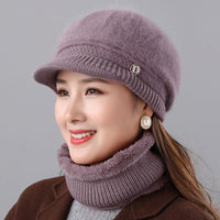 Rabbit Fur Knitted Woolen Cap Women's Autumn Versatile Winter Warm Beanie Hat - image 2
