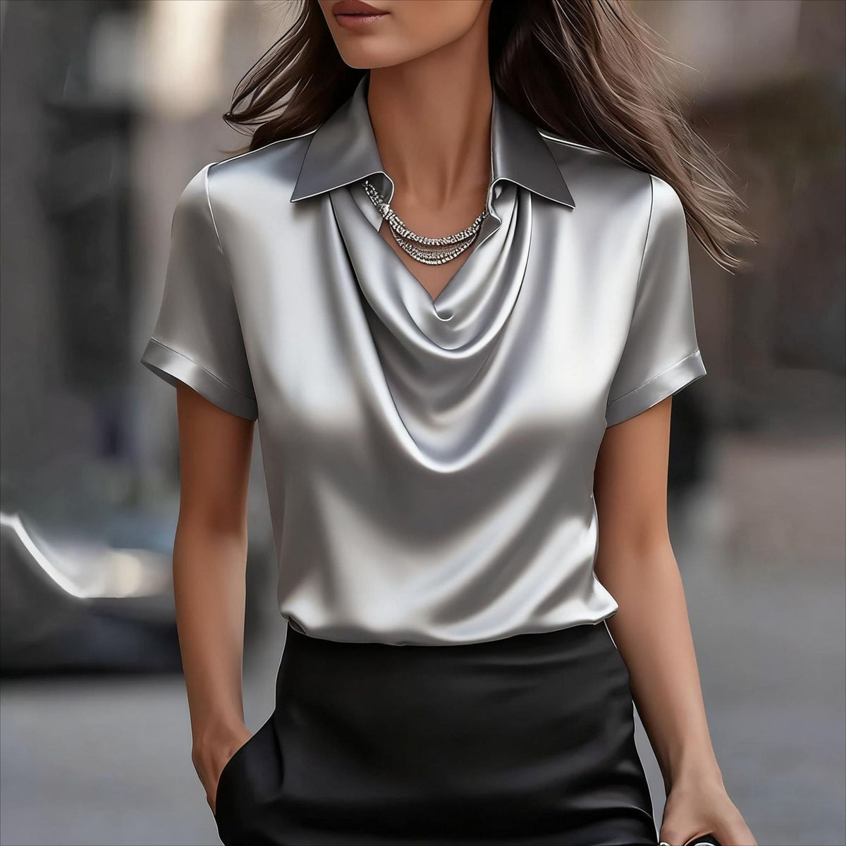 Simple Boat-neck Blouse For Women - image 7