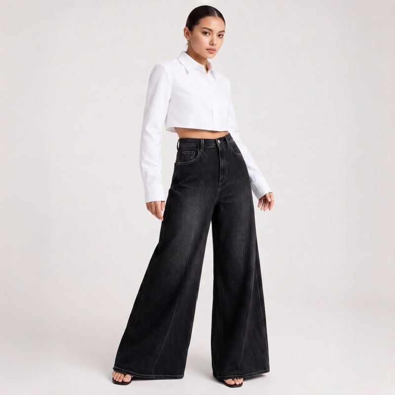 Plus Size High-Waist Black Wide Leg Jeans - image 5