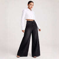 Plus Size High-Waist Black Wide Leg Jeans - image 5