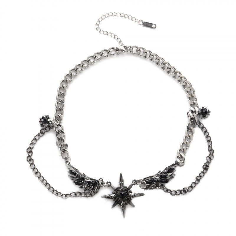 Star Double Layer Titanium Steel Necklace - image 2