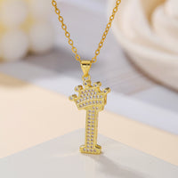 Crown Initial Pendant Necklace - image 12