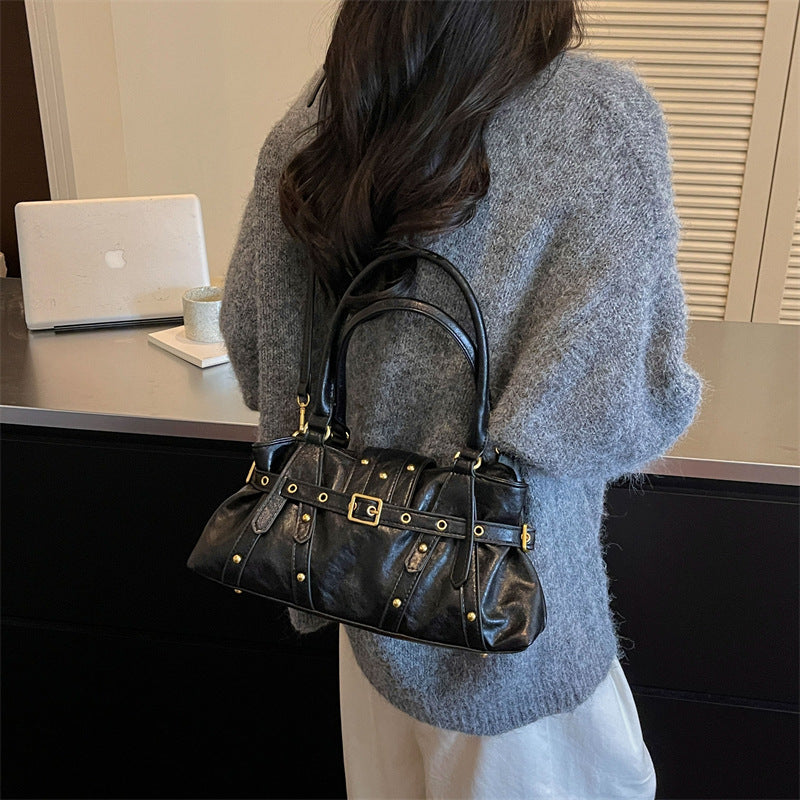 Rivet Belt Buckle Shoulder Bag - image 4