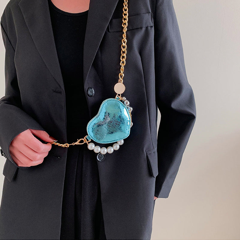 Mini Pearl Heart Chain Bag - image 6