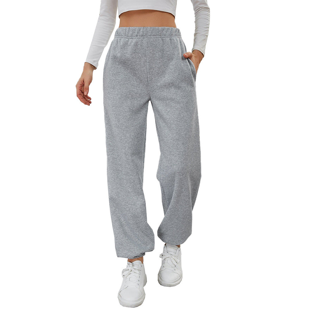 Simple Straight Casual Pants High Top Sports Fleece-lined Trousers - image 5