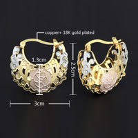 Gold Hollow Rosette Hoop Earrings - image 8