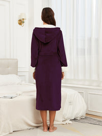 Burgundy Long Fleece Bathrobe - image 2